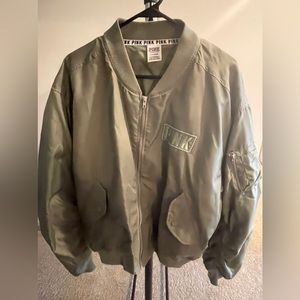 VS Pink Flight Jacket - Olive Green Large